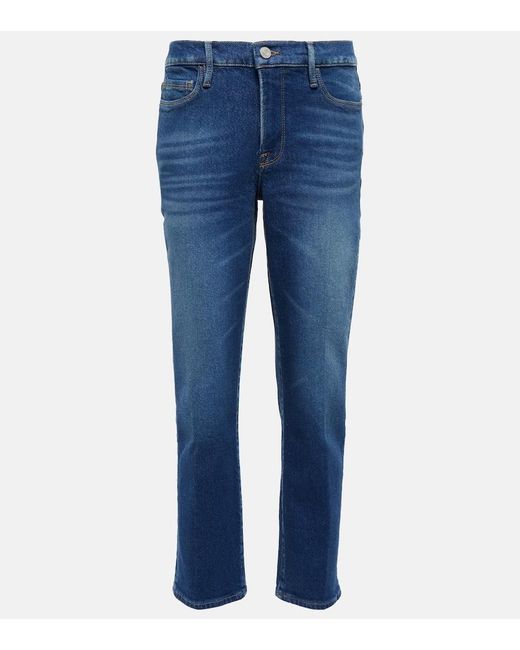 FRAME Blue Le Nouveau Mid-rise Straight Jeans