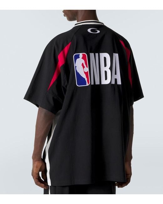 Balenciaga Black X Nba Logo Cotton Jersey T-Shirt for men
