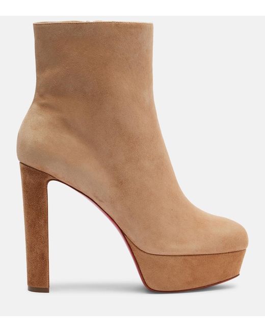 Christian Louboutin Brown Loo Booty 130 Suede Platform Boots