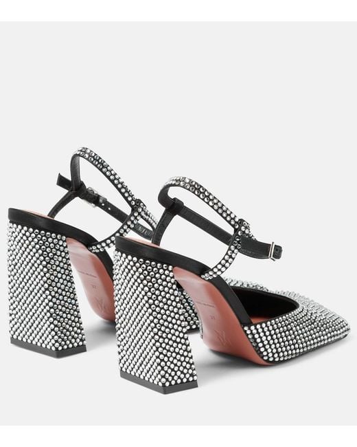 AMINA MUADDI Metallic Charlotte 95 Embellished Satin Pumps
