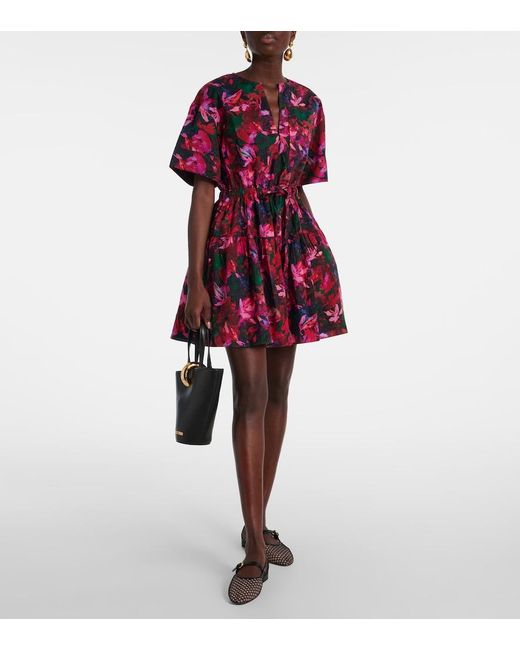 Ulla Johnson Red Nadira Floral Cotton Minidress