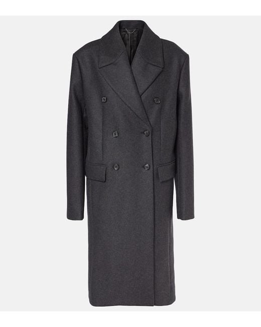 Totême  Black Double-Breasted Wool-Blend Felt Coat