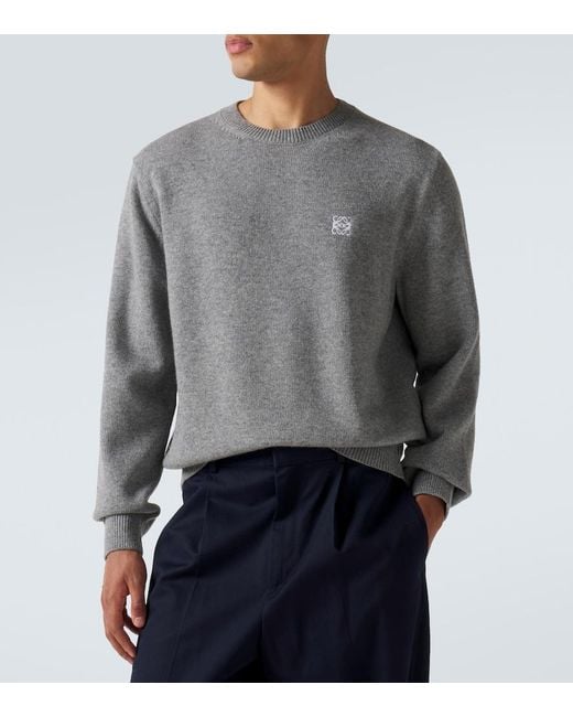 Loewe Gray Anagram Wool Sweater for men