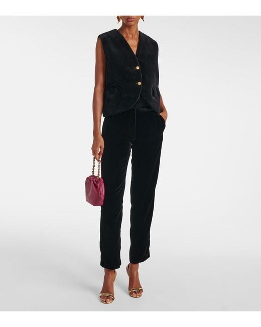 Blazé Milano Black Afterglow High-Rise Velvet Slim Pants