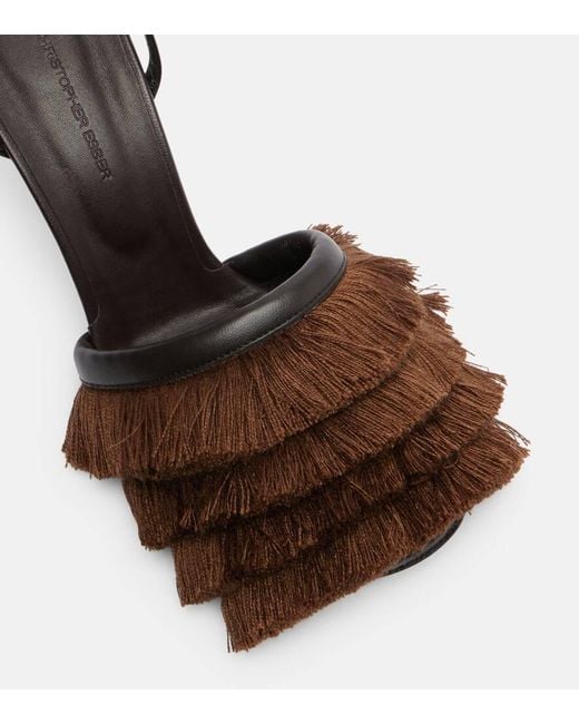 Christopher Esber Brown Castanet Fringed Leather Sandals
