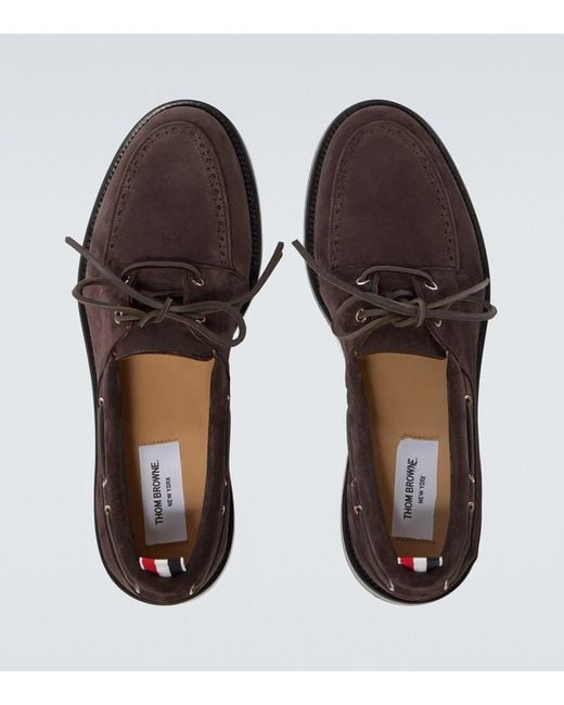Thom Browne Brown Suede Boat Shoes for men