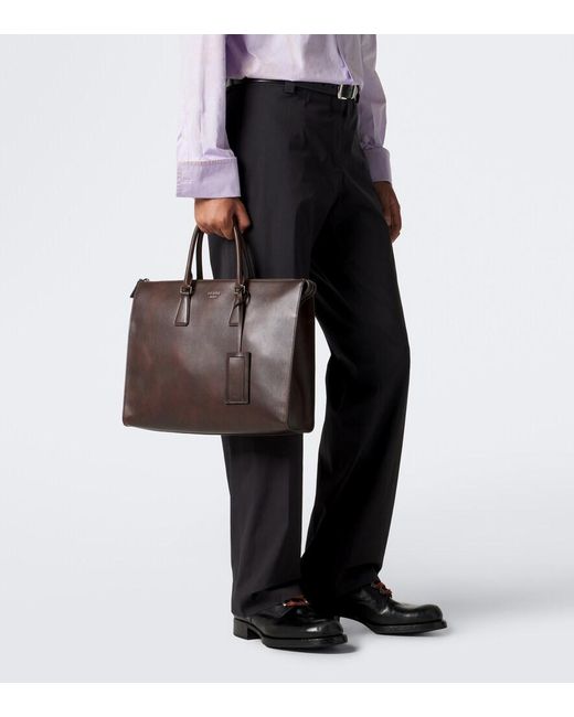 Prada Brown Leather Briefcase for men