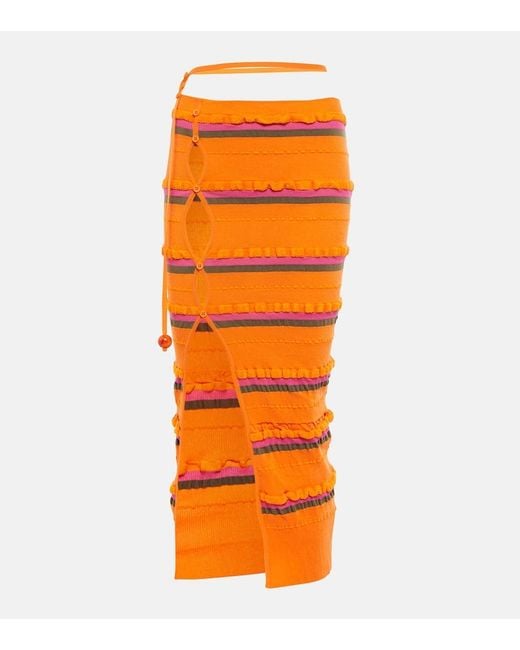 Jacquemus Orange Midi Skirt