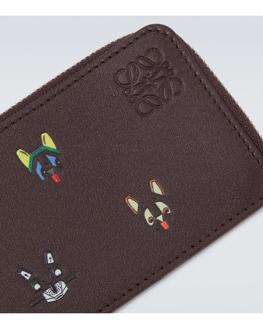 Loewe Brown X Louis Wain Leather Card Case for men