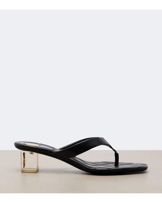 Saint Laurent White Sip Quilted Leather Thong Sandals
