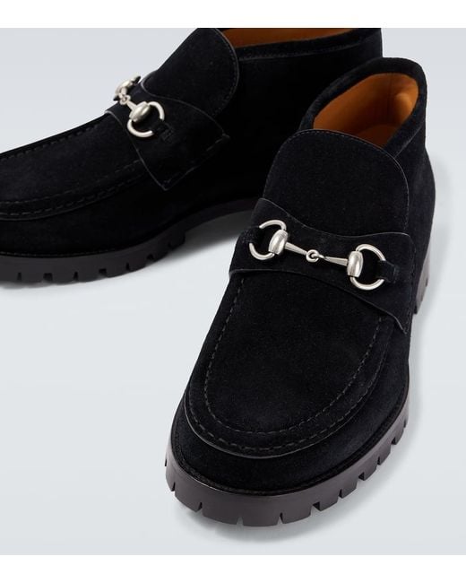 Botines De Ante Con Horsebit Gucci de hombre de color Black