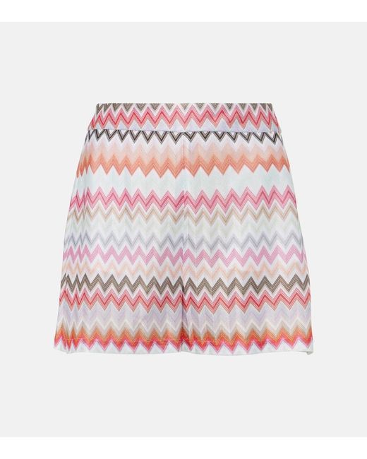 Shorts in misto cotone a zig-zag di Missoni in Pink