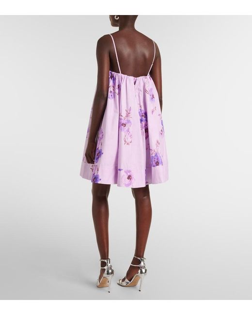 Zimmermann Purple Lightburst Floral Cotton Minidress