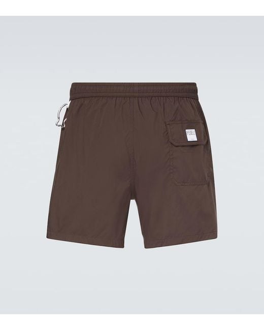 Fedeli Brown Madeira Swim Trunks for men