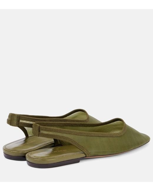 Dries Van Noten Green Canvas Ballet Flats