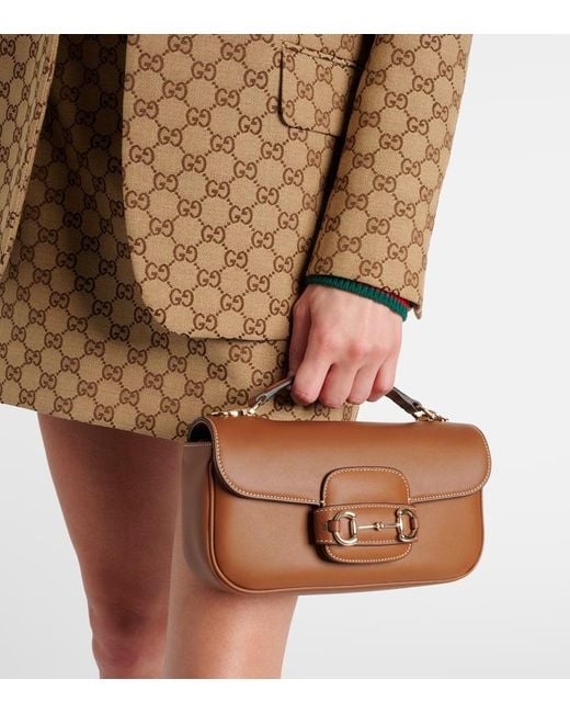 Gucci Brown Horsebit 1955 Soft Small Leather Tote Bag