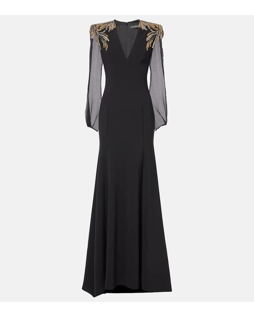 Jenny Packham Black Mercury Embellished Gown
