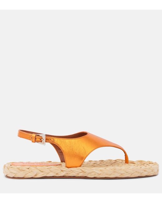 Paris Texas Orange Amalfi Metallic Leather Thong Sandals
