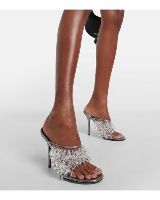 Versace White Embellished Pvc Mules