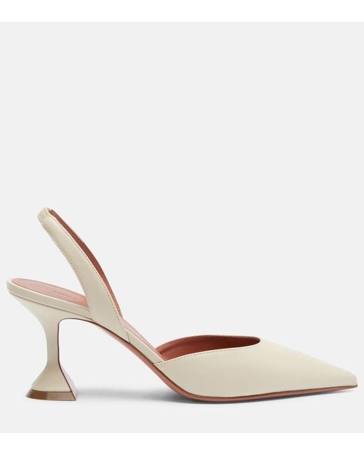 AMINA MUADDI Brown Holli 70 Leather Slingback Pumps