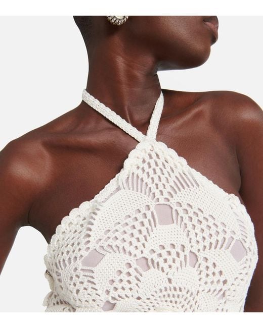 Oscar de la Renta White Crochet Guipure Lace Gown