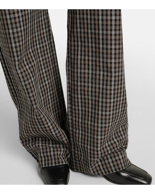 Rohe Gray Checked Cotton Wide-Leg Pants