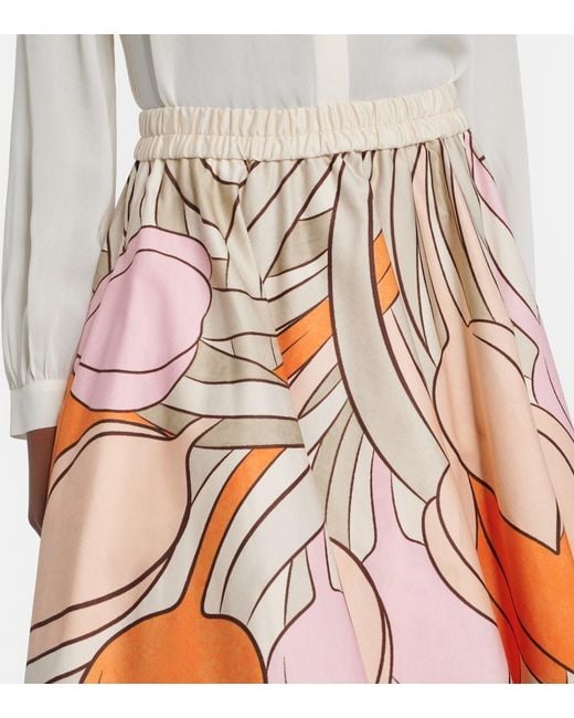 LaDoubleJ Multicolor Ballerina Floral Cotton Midi Skirt