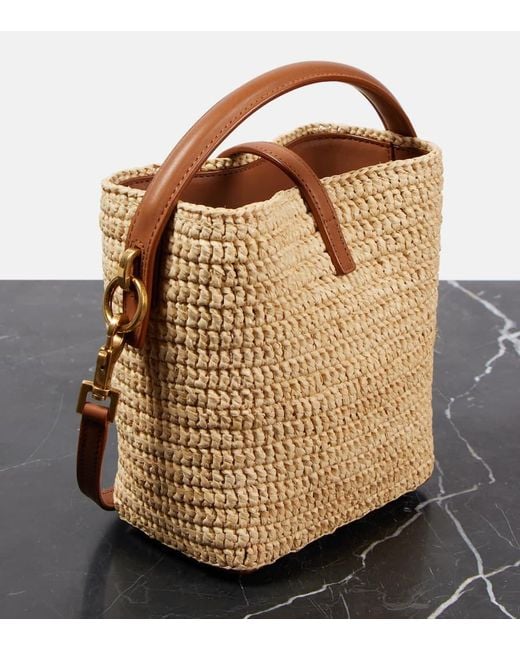 Saint Laurent Natural Le 37 Mini Raffia Bucket Bag