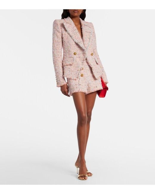 Balmain Pink Double-Breasted Tweed Jacket