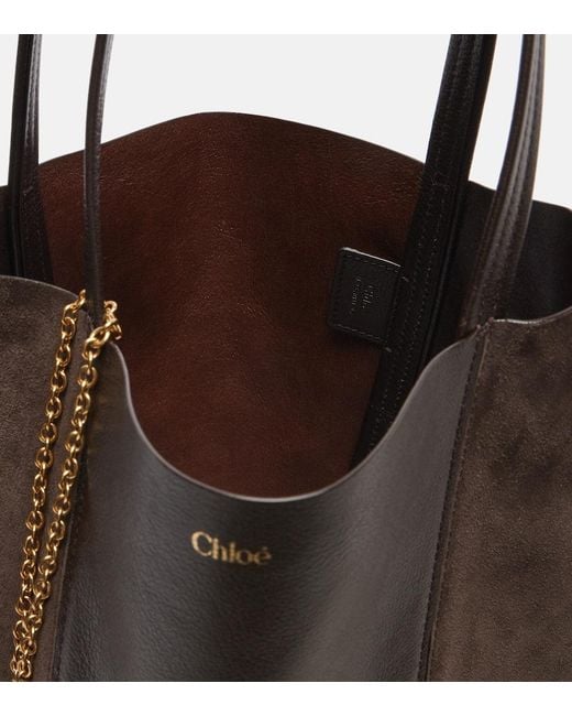 Chloé Black Spin Leather And Suede Tote Bag