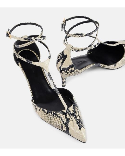 Khaite Metallic Mia 45 Snake-Effect Leather Pumps