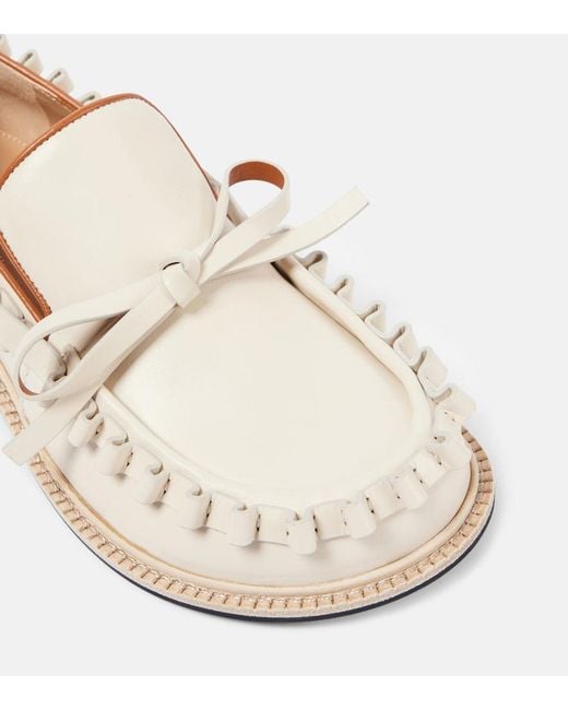 J.W. Anderson White Ruffled Leather Moccasins