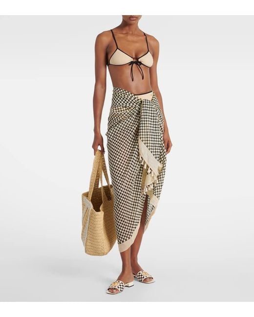 Valentino Natural Plus De Pois Cotton And Silk Beach Cover-Up