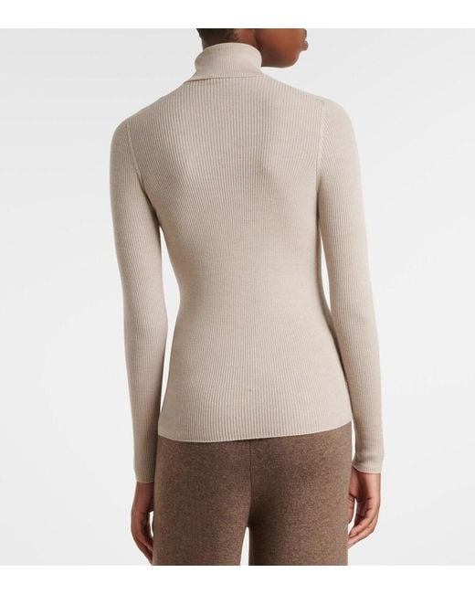 Agnona Natural Turtleneck Wool, Silk, And Cashmere Sweater