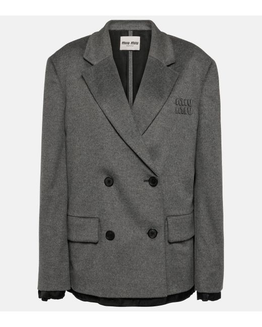Miu Miu Black Double-breasted Wool And Cashmere Blazer
