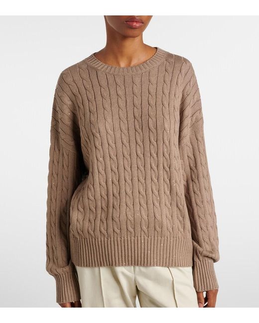 Brunello Cucinelli Brown Cotton-Blend Sweater