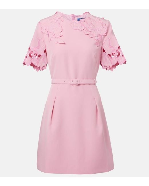 LEO LIN Pink Aurelie Floral-Applique Minidress