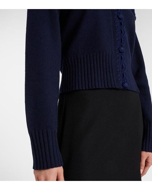 Erdem Blue Cardigan Aus Einem Wollgemisch