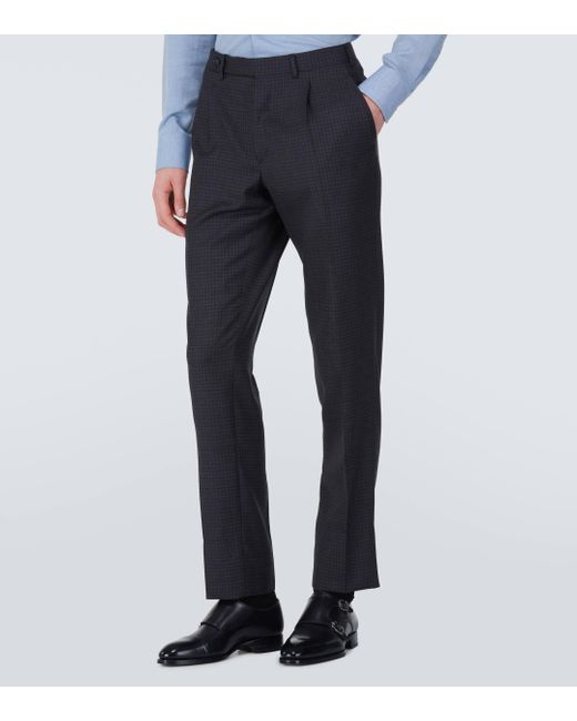 Brioni Blue Houndstooth Wool Suit for men