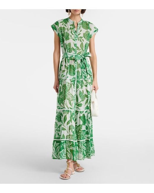 Poupette Green Kora Printed Cotton Maxi Dress