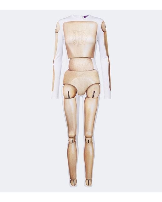 Jean Paul Gaultier Natural Trompe L'Oil Jersey Catsuit