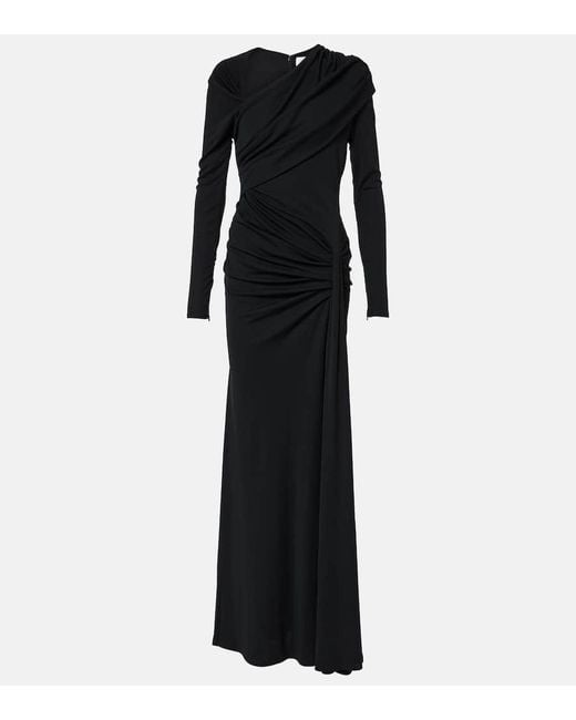 Carolina Herrera Black Draped Jersey Gown