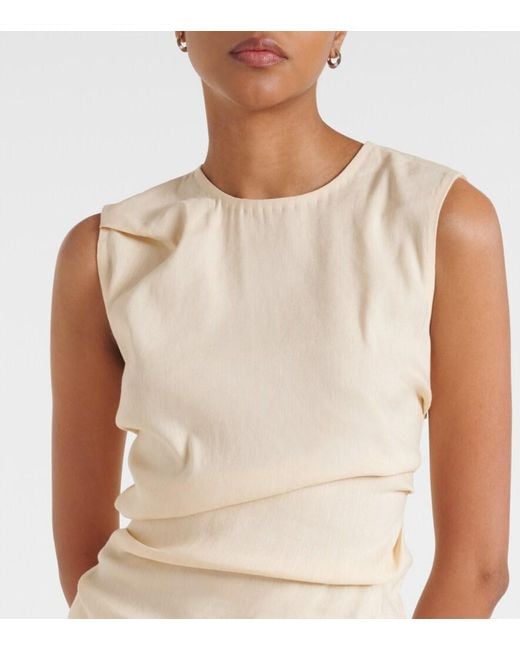 Proenza Schouler Natural Label Anoushka Ruched Linen-Blend Top