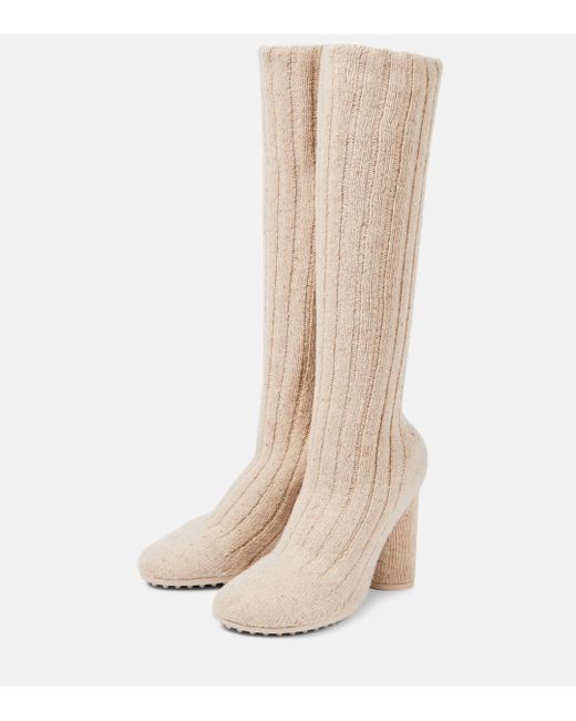 Bottega Veneta Natural Atomic Knitted Knee-high Sock Boots