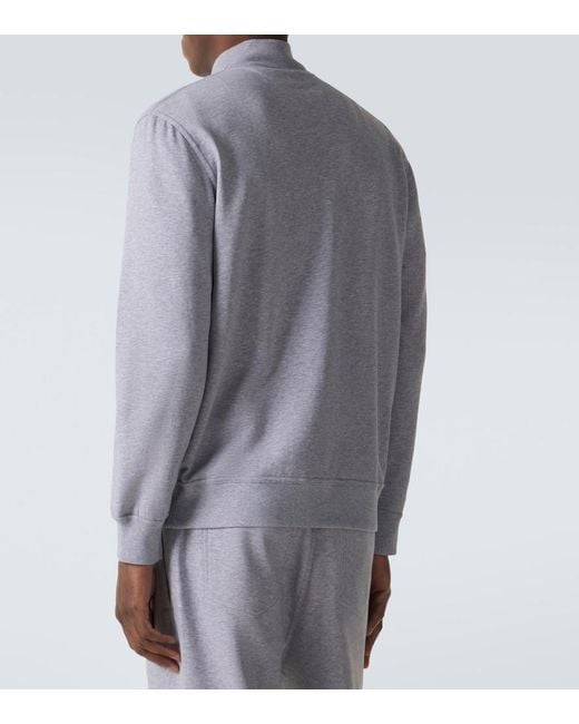 Brunello Cucinelli Blue Cotton-Blend Jersey Zip-Up Sweater for men