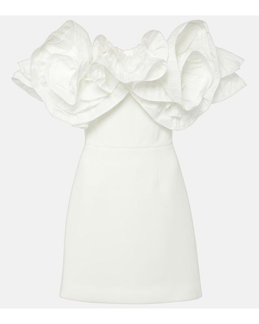 Rebecca Vallance White Bridal Tessa Ruffled Mini Dress