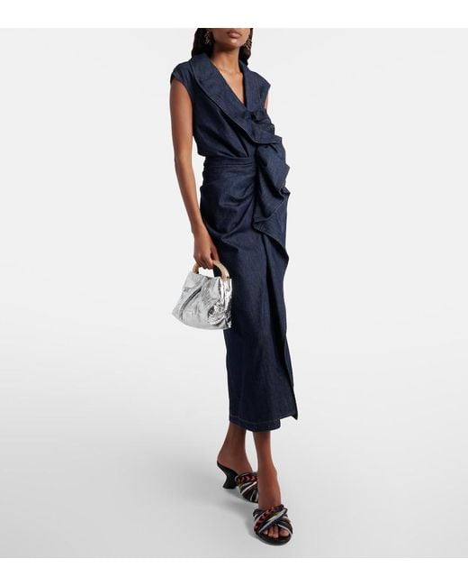 Dries Van Noten Crisp Mini Metallic Leather Top-Handle Bag