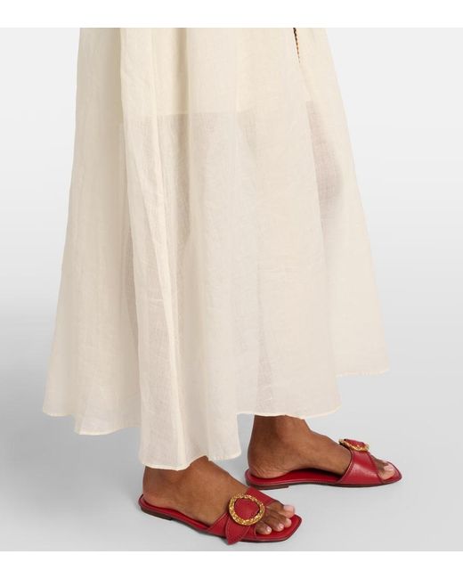 Zimmermann Natural Aster Embroidered Ramie Maxi Dress