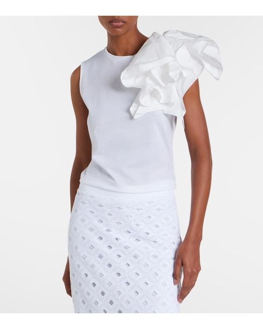 Max Mara White Elegante Taglio Cotton Jersey Top
