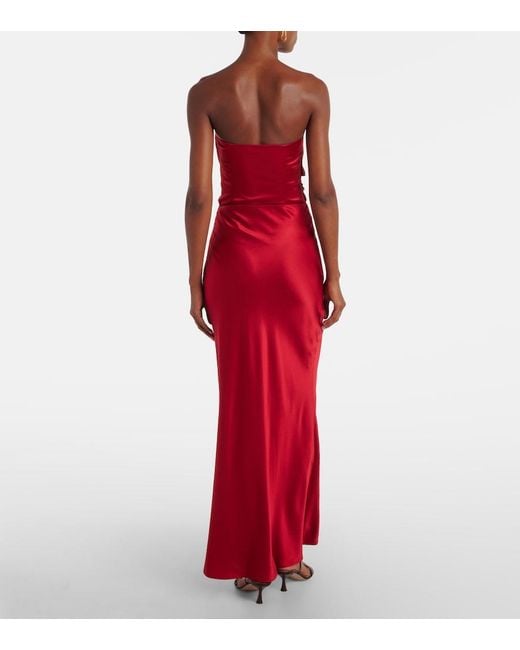 The Sei Red Silk Charmeuse Maxi Skirt
